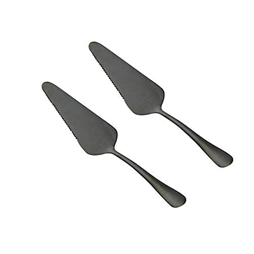 2 pack 304 Stainless Steel Cake Spatula,Pizza Cheese Knife,Butter Scraper,perfect Baking Tools (Black) - color: Black