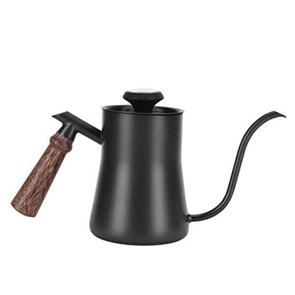 650ml Gooseneck Coffee Kettle Stainless Steel Pour Over Kettle with Thermometer Ergonomic Handle for Precise Brewing Tea Coffee (650ml black) - color: 650ml black