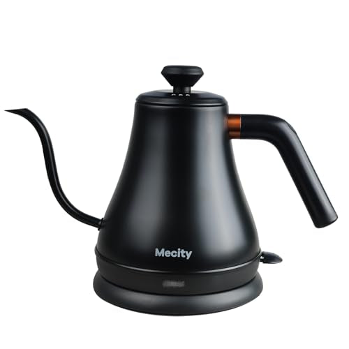 Mecity Electric Kettle Gooseneck Water Kettle Stainless Steel Tea Kettle Water Boiler Fast Heating, Auto Shut Off, 27 fl oz, 1000W, Matte Black - color: Black