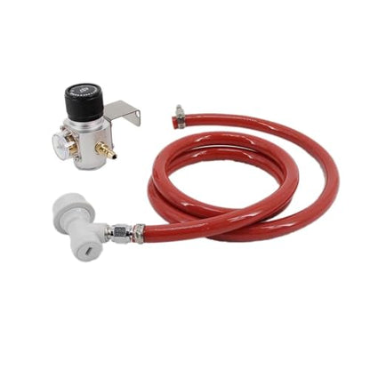 Adjustable CO2 Regulator with Ball Lock Single Knob and 1.2M Air Line for Kegging - Compatible with 5/8" Cartridge, 0-30psi