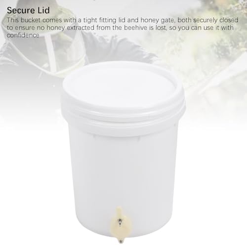 5 Gallon Honey Bucket with Gate Valve Tight Lid Portable Handle Beekeeping Container HDPE Plastic 19L for Easy Honey Extraction Beekeepers Apiary Home Commercial Use