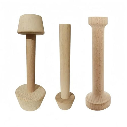 3Pcs Double Sided Wooden Tart Tamper Set, DIY Wooden Removable Dough Molding Presser, Baking Tool for Mini Egg Tart, Cheesecakes and Dessert Baking