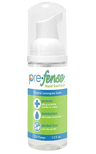Travel Foam Hand Sanitizer - Kills 99.9% of Common Germs - Alcohol-Free - Moisturizing, Non-Skin Drying, Water-Based Formula - Made in USA - Lemongrass Scent - Travel Size - 1.5 oz - 1 Pack - size: 1.5 Fl Oz (Pack of 1)