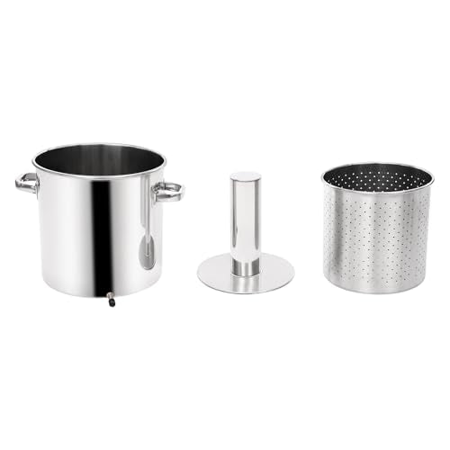 Fruit Wine Press,Stainless Steel Hydraulic Fruit Press Machine,Heavy-duty Cross-beam Stainless Steel Wine Maker with T-Handle for Outdoor, Kitchen (22L/5.81gal Silver) - color: 22L/5.81gal Silver