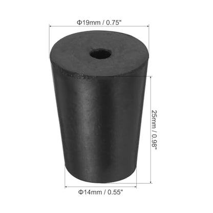 MECCANIXITY Rubber Tapered Plug 14mm to 19mm Solid Test Tubes Bungs Stopper with Hole Black for Lab Home 16 Pieces - size: 14mm-19mm