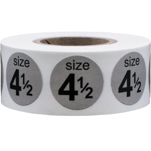 Shoe Size 4 1/2 Grey Stickers for Retail Clothing – 3/4 Inch Round, 500 Semi-Gloss Adhesive Labels Per Roll for Footwear Inventory, Organization, and Display – Made in the USA - color: Grey Size 4 1/2