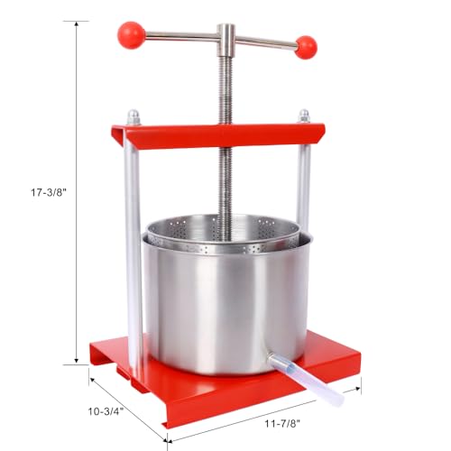 Cheese Press, Manual Fruit & Wine Press, Stainless Steel Food Press Machine for Juice, Olive Oil & Herb Extraction, 2026 Upgrade for Home & Kitchen (1.6 Gallon) - size: 1.6 Gallon