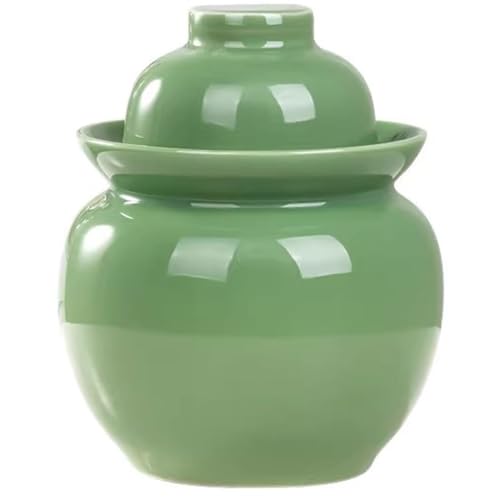 Fresh Green Modern Kimchi Jar, Thickened Ceramic Fermentation Crock, Traditional Water Seal Design, 4 (10kg/352.7oz) - size: 10kg/352.7oz