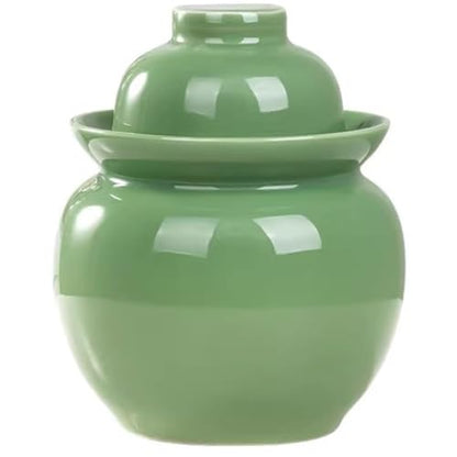 Fresh Green Modern Kimchi Jar, Thickened Ceramic Fermentation Crock, Traditional Water Seal Design, 4 (10kg/352.7oz) - size: 10kg/352.7oz