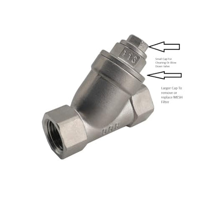 1" Y Strainer Stainless Steel 316 800 PSI WOG 20 Mesh - size: 1