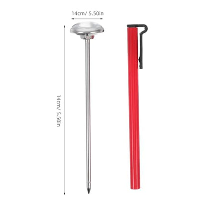 Milk Frothing Thermometer Probe Food Temperature Gauge Stainless Steel Cooking Baking Thermometer for Coffee BBQ Frying with Red Handle