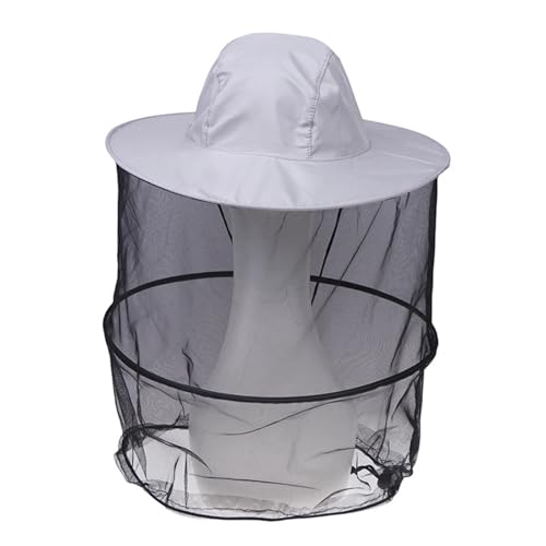 Beekeeping Hat 2pcs Beekeeping Hat with Hidden Net Mesh Repellent Bee Protection Men Women Outdoor Sunscreen Fishing Cap(Gray) - color: GRAY