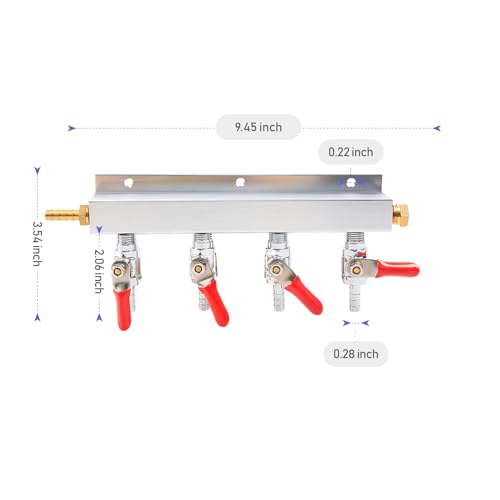 4-Way Gas Manifold CO2 Distributor Manifold 5/16 inch Barb/Stem Splitter Beer Integrated Check Valves Homebrew Beer Making Brewing Tool-CO2 gas input at LEFT side+5CLAMPS - color: 4WAY,GAS INPUT AT LEFT