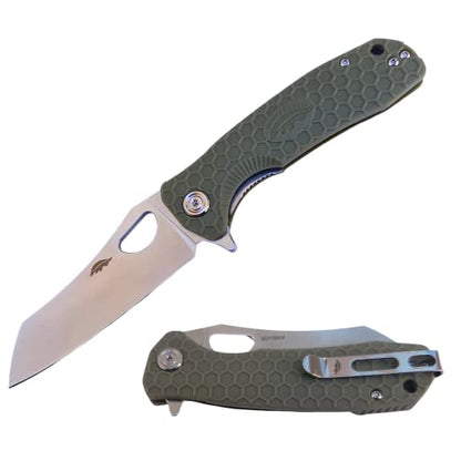 Honey Badger Knife - Flipper Wharncleaver Pocket Knife, EDC Hunting with 3.6" Steel Blade, Nylon+Glass Fiber Handle & Reversible Pocket Clip Medium Green HB1040 - color: Medium Wharncleaver Green