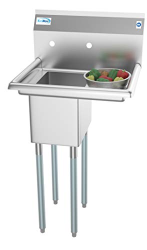 KoolMore 1 Compartment Stainless Steel NSF Commercial Kitchen Prep & Utility Sink with Drainboard - Bowl Size 10" x 14" X 10" - size: Right Drainboard