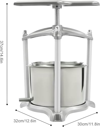 Fruit Wine Press 3L / 6L Manual Wine Press Fruit Cider Grinder Dual Stainless Steel Barrels, Manual Press Machine with T-Handle, for Cider Cheese Herb Vegetables~/