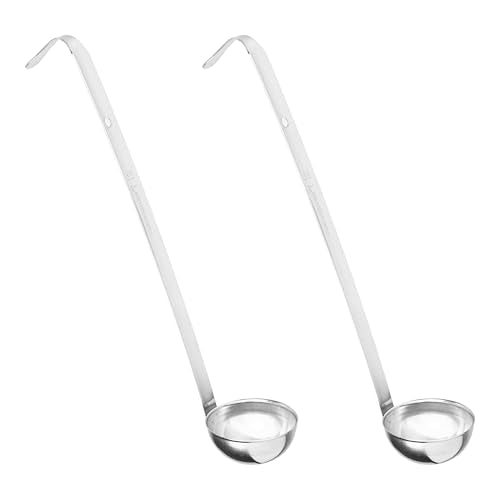 2Pcs 1oz Stainless Steel Soup Ladle, Long Handle Ladles with Pouring Rim for Cooking, Serving Soup, Sauce, Stew, Kitchen - size: 1oz