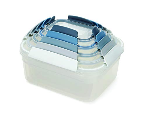 Joseph Joseph Nest Lock Plastic BPA Free Food Storage Container Set with Lockable Airtight Leakproof Lids, 10-Piece, Sky - color: Blue, size: Rectangular, style: 10pc