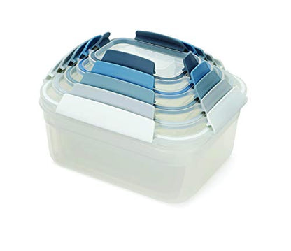 Joseph Joseph Nest Lock Plastic BPA Free Food Storage Container Set with Lockable Airtight Leakproof Lids, 10-Piece, Sky - color: Blue, size: Rectangular, style: 10pc