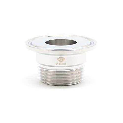 QiiMii 1Inch Stainless Steel 304 Sanitary NPT Male Thread x 1.5 Inch Tri Clamp Adapter, Stainless Steel 304 - size: TC 50.5 x 1"