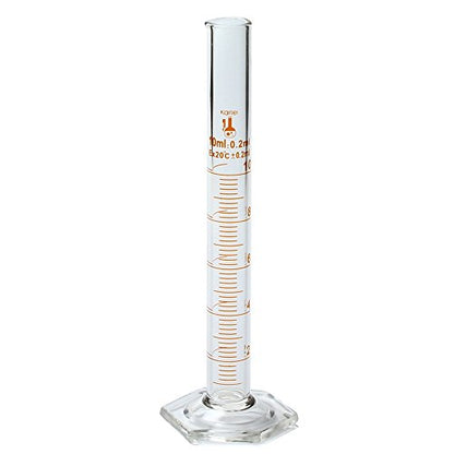10ml Graduated Cylinder, Borosilicate 3.3 Glass, Single Metric Scale, Class B, Karter Scientific 213I21 (Pack of 6) - size: 10ml, style: Pack of 6