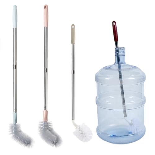 4 Pcs Water Bottle Brushes for Cleaning, 28.7'' and 25.5'' Stainless Steel Long Handle Brush for Cleaning 1 to 5 Gallon Buckets, Bendable Replaceable Head