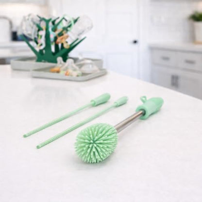 Haakaa Silicone Cleaning Brush Kit – Household Cleaning Brushes for Bottles and Crevices – Food-Grade Silicone: Dishwasher Safe (Kit-Lime) - color: Kit-lime