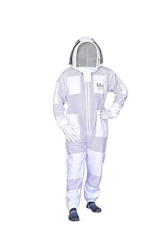 3 Layer Bee Suit With Fencing Veil And One Pair Gloves Ventilated Sting Proof Beekeeping Suit For Beekeepers - color: White, size: Medium