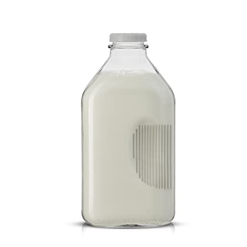 JoyJolt Glass Milk Bottles with Lids and Pourer – 64 Oz, 3 Pack Airtight Heavy Duty Reusable Glass Bottles, Leakproof, BPA-Free, Food Grade, Dishwasher Safe Jug, Pitcher for Milk, Juice, and Water - size: 64 Oz