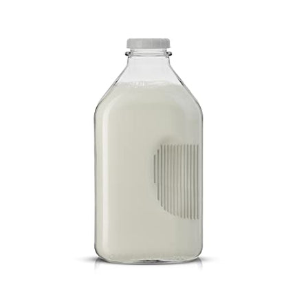 JoyJolt Glass Milk Bottles with Lids and Pourer – 64 Oz, 3 Pack Airtight Heavy Duty Reusable Glass Bottles, Leakproof, BPA-Free, Food Grade, Dishwasher Safe Jug, Pitcher for Milk, Juice, and Water - size: 64 Oz