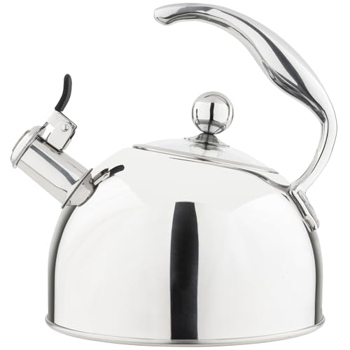 Viking 3-Ply Stainless Steel Tea Kettle, 2.6 Quart Stovetop Hot Water Pot with Tempered Glass Lid, Ergonomic Handle, Induction Ready, Mirror Finish - color: Mirror Finish