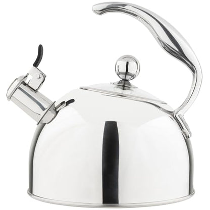 Viking 3-Ply Stainless Steel Tea Kettle, 2.6 Quart Stovetop Hot Water Pot with Tempered Glass Lid, Ergonomic Handle, Induction Ready, Mirror Finish - color: Mirror Finish