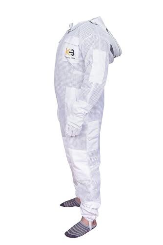 3 Layer Beekeeping Suit with Fencing Veil, Protective Gear, Includes Gloves (White, XX-Large) - size: XX-Large