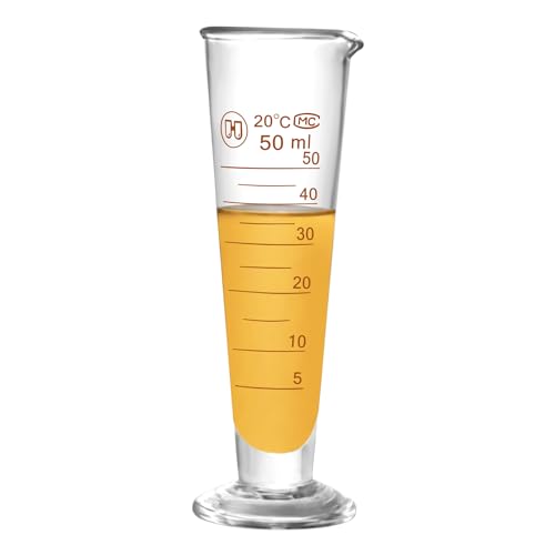 Professional Lab Graduated Measuring Cup with Spout 50ml Wide Mouth Glass Conical Beaker Thickened Borosilicate Beaker Heat Resistant (50ml) Transparent - size: 50ml