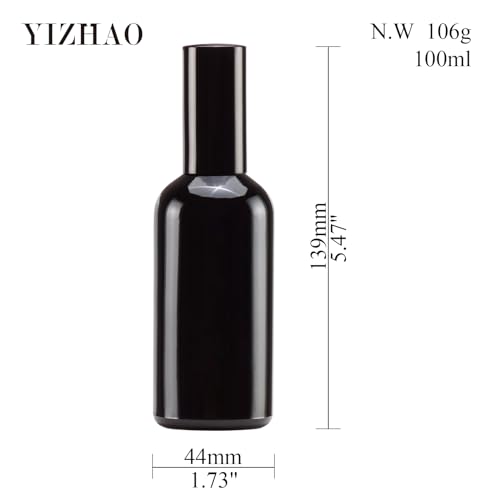 YIZHAO Black Glass Spray Bottles 4oz, with Small Fine Mist Spray, Metal Cap, Refillable for Essential Oil,Travel,Cleaning,Perfume,Aromatherapy,Makeup – 4 Pcs - color: Black, size: 100ml-4
