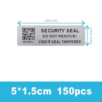 Tamper Evident Proof Barcode Stickers with Individual Serial Number Security Warranty Void Sticker,Sealing Label for Package(150pcs 2x0.6 inches,Matte Silver) - style: silver5x1.5CM