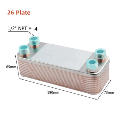Stainless Steel Counterflow Wort Chiller, 26/37/47 Plate Heat Exchanger for Home Brewing with Garden Hose Rapid Cooling(26 plate) - color: 26 plate