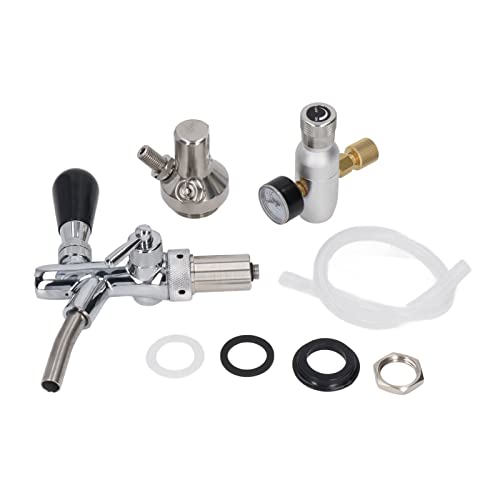 Draft Beer Dispenser, Silver Stainless Steel Beer Keg Dispenser - Odorless, And Regulator Pressure Gauge Accessory Kit For Home Brewing