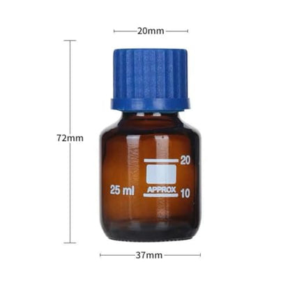 25ml Amber Reagent Media Bottle, Graduated Glass Round Media Storage Bottle with blue GL25 Screw Cap, Wide Mouth Lab Reagent Bottle,Pack of 1 - size: 0.8 Ounces