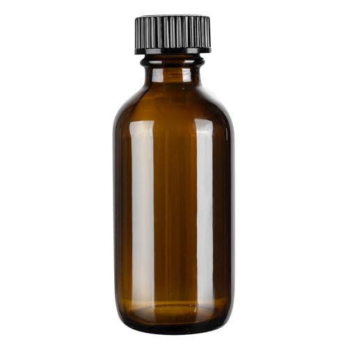 Restaurantware Vetri 2 Ounce Boston Glass Bottles, 48 Sample Bottles With Black Phenolic Caps - Dishwashable, Round, Amber Glass Bottle, For Potion, Juice, Ginger Shots, Whiskey, Liquids - color: Amber, size: 2 oz
