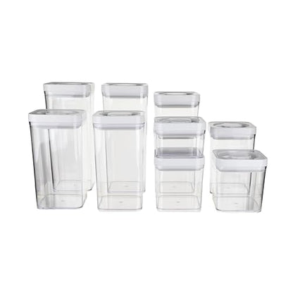 Amazon Basics Airtight Food Storage Containers, BPA Free, Dishwasher Safe, with Twist/Turn Lids, for Kitchen Pantry Organization, 10-Piece Square Set, Clear Plastic
