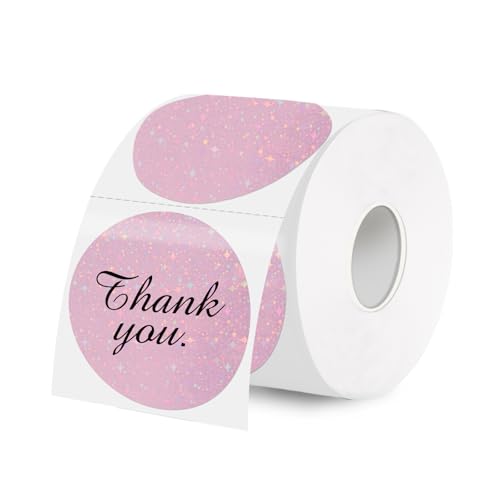 2''Holographic Thermal Label,Round Self-Adhesive Direct Thermal Label,Thermal Stickers for DIY Logo Design,Name Tag (300/Roll Pink Starry Sky - color: Pink Starry Sky, size: 2 inches