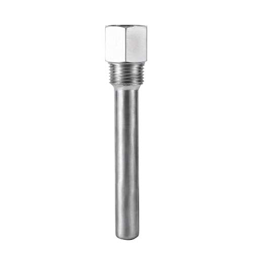Stainless Steel Thermowell 1/2" NPT Threads, 120mm Thermopocket for Fast Ferment Thermometer Stainless Steel Thermometer, FasterFerment Accessories