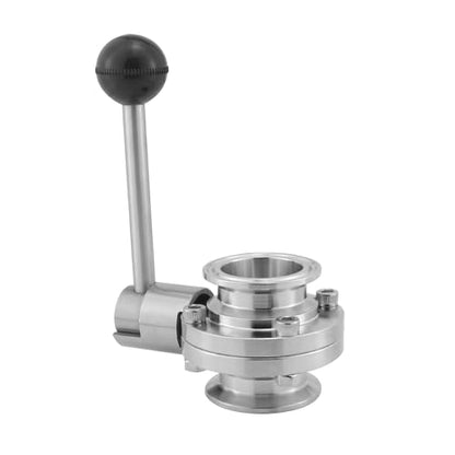 Sanitary Butterfly Valve Tri Clamp Valve with Handle 1.5" Tri Clamp Clover 1" Tube OD 304 Stainless Steel (pack of 2) - size: 1" Tube OD