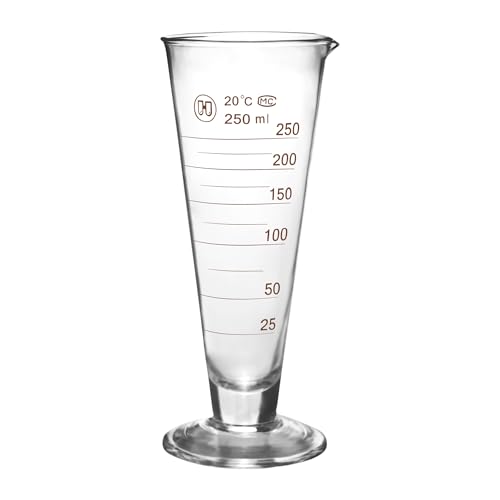 Professional Lab Graduated Measuring Cup with Spout 250ml Wide Mouth Glass Conical Beaker Thickened Borosilicate Beaker Heat Resistant (250ml) Transparent - size: 250ml