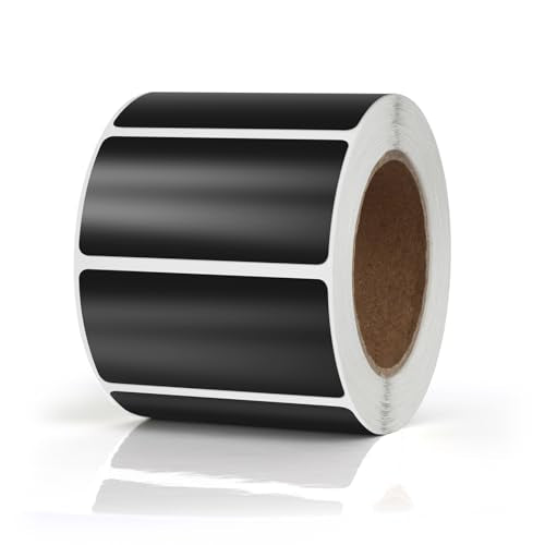 Black Rectangle Stickers 2 x 1 Inch Color Coding Labels Vinyl Roll Self-Adhesive Waterproof Removable 500 PCS - color: Black