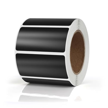 Black Rectangle Stickers 2 x 1 Inch Color Coding Labels Vinyl Roll Self-Adhesive Waterproof Removable 500 PCS - color: Black