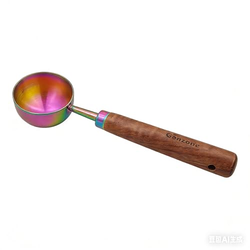 Vintage Coffee Measuring Spoon - 304 Stainless Steel, Coffee Scoop，10g Capacity, Walnut Handle - Perfect for Coffee, Tea, and More (iridescent) - color: iridescent