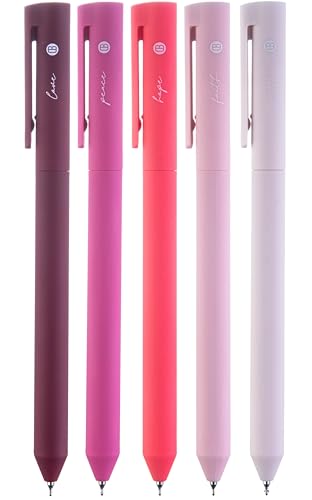 DIVERSEBEE Gel Ink Pens Assorted Colors, 0.5 mm Fine Point, Bible Pens No Bleed Through with Cute Fine Tip, Bible Study Journaling Supplies Set, 5 Pack (Pink) - color: Pink, size: 1 Count (Pack of 5)