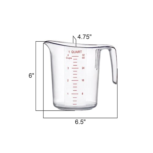 Amazing Abby - Melissa - 32-Ounce Plastic Measuring Pitcher (1-Pack), 4-Cup (1-Quart) Food-Grade Measuring Jug, Unbreakable, Stackable, Dishwasher-Safe, Great for Oil, Vinegar, Flour, and More - style: 1-Pack